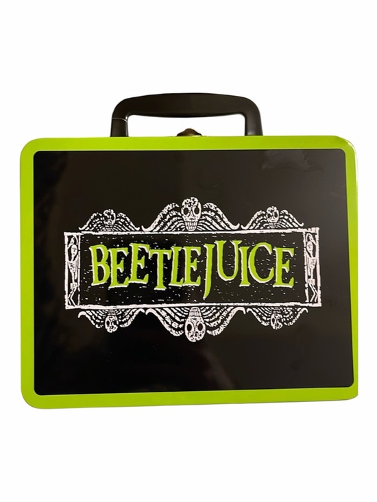 Warner Bros. Handbags - Beetlejuice Lunchbox Tin Metal Lunch Box Carry All Black White Stripe Betelgeuse